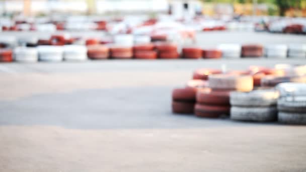 background blur outdoor karting , leisure - Footage, Video