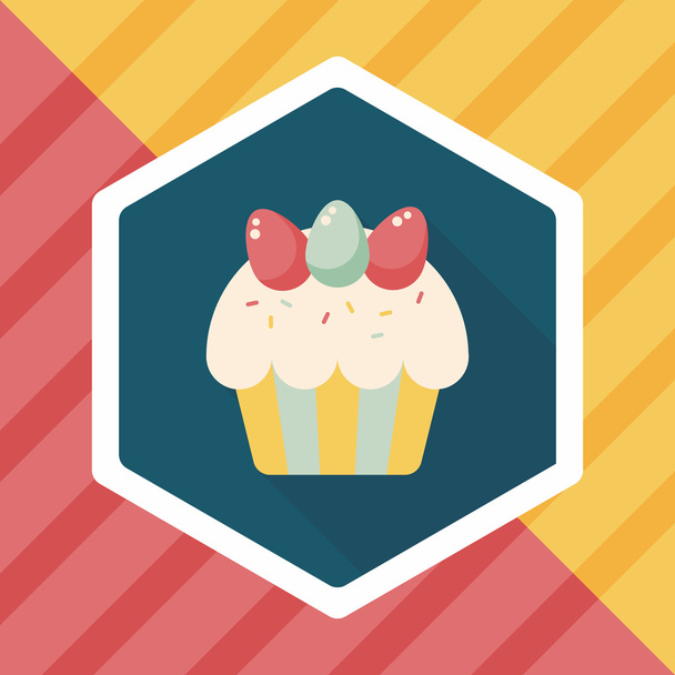 easter cupcake flat icon with long shadow,eps10 - Vector, imagen