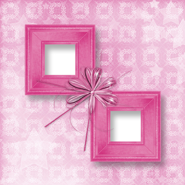 Old pink wooden frames Victorian style with bow and ribbons - Foto, Bild
