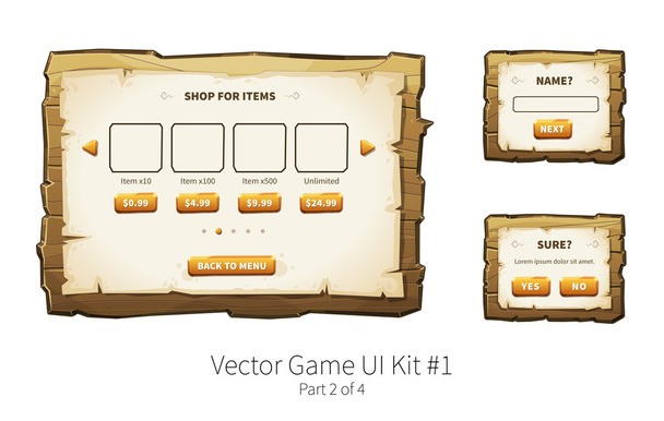Vector wooden game ui - Vektor, kép