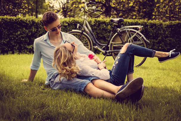 Dospělý pár na piknik v parku - Fotografie, Obrázek