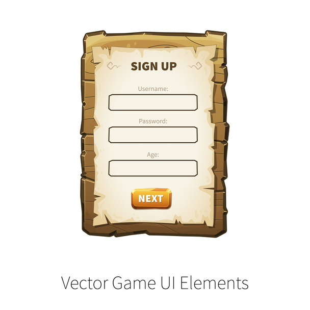 Vector wooden game ui - Vetor, Imagem