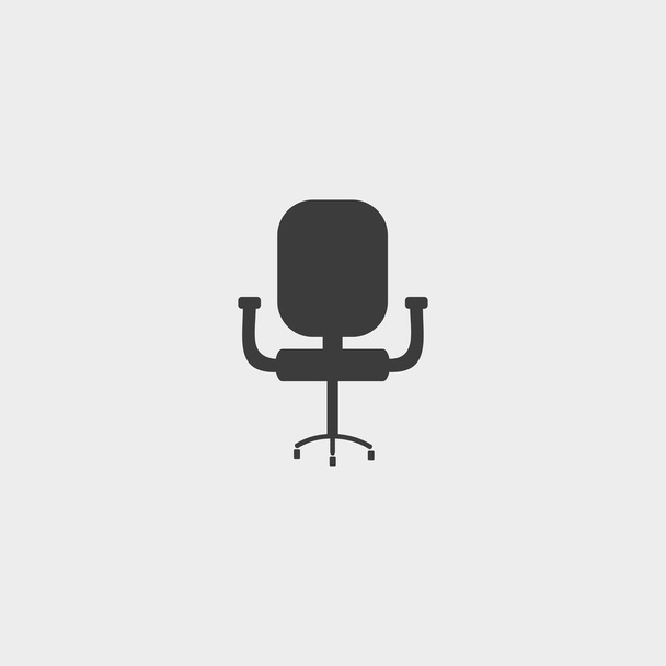 Иконка офисного кресла в плоском дизайне черного цвета. Векторные иллюстрации
 - Вектор,изображение