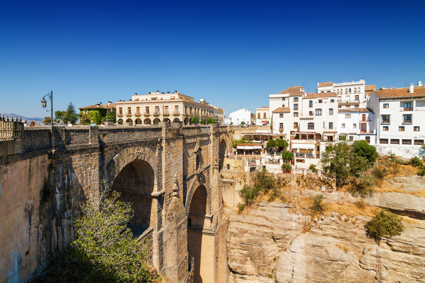 Puente Nuevo and buildings on the cliffside of El Tajo Gorge in Ronda, Malaga province, Spain. - Photo, Image