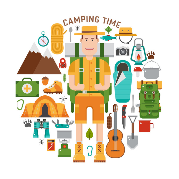 Hiking and Camping Collection - Фото, изображение