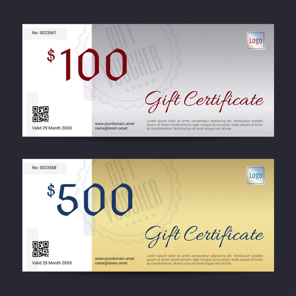 Gift certificate, voucher, coupon template in vector format - Vector, Image