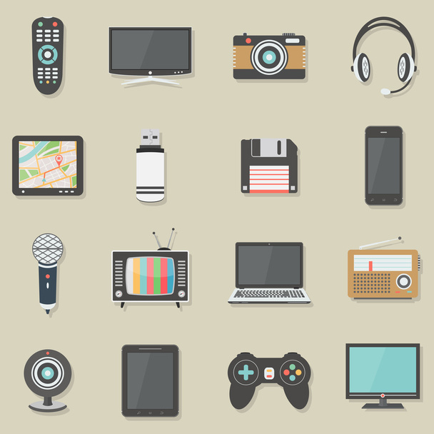 Home electronics icons set - Vector, afbeelding