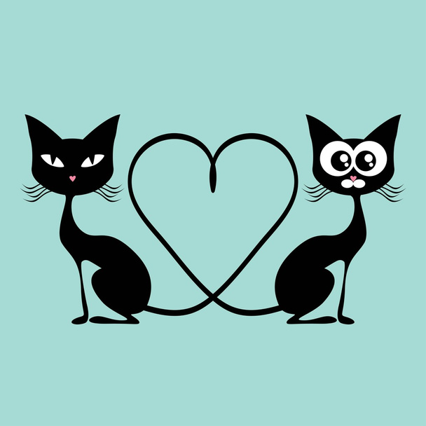 Card with cute black cats - Vektor, Bild