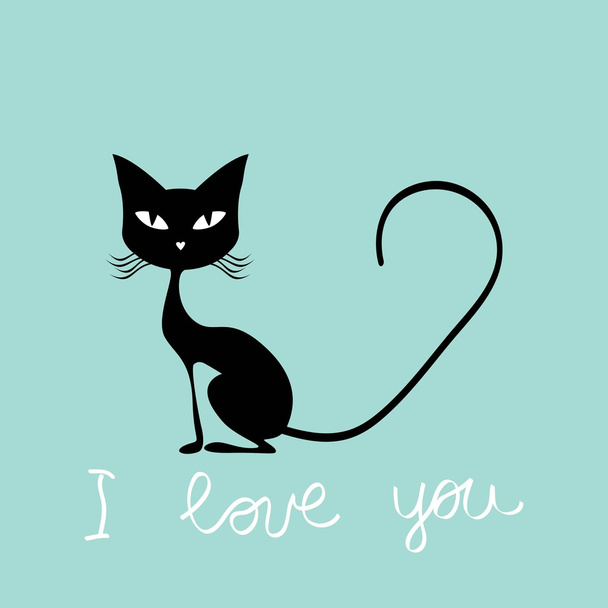 Valentines day black cat - Vektor, kép