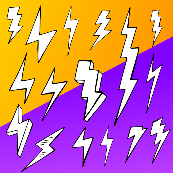 Set of doodle simple lightnings  - Vector, Image