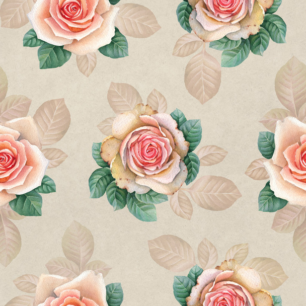 Watercolor rose  pattern - Photo, Image