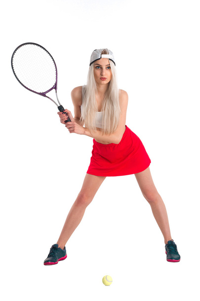 Tennis player with racket - Foto, Imagem