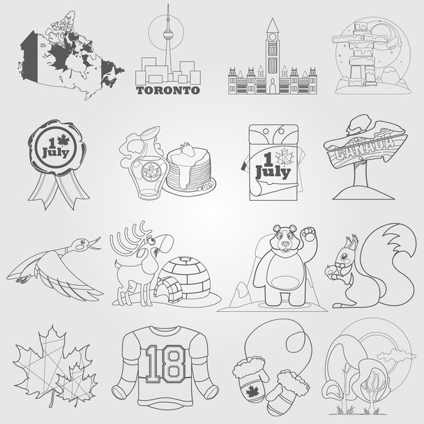 Symboly Kanady sada vzorků osnovy. - Vektor, obrázek