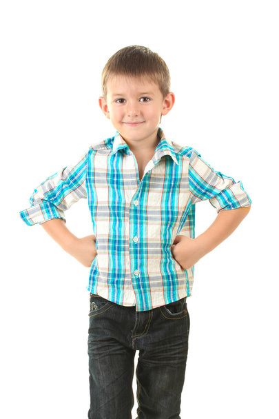 Portrait of little boy isolated on white - Zdjęcie, obraz
