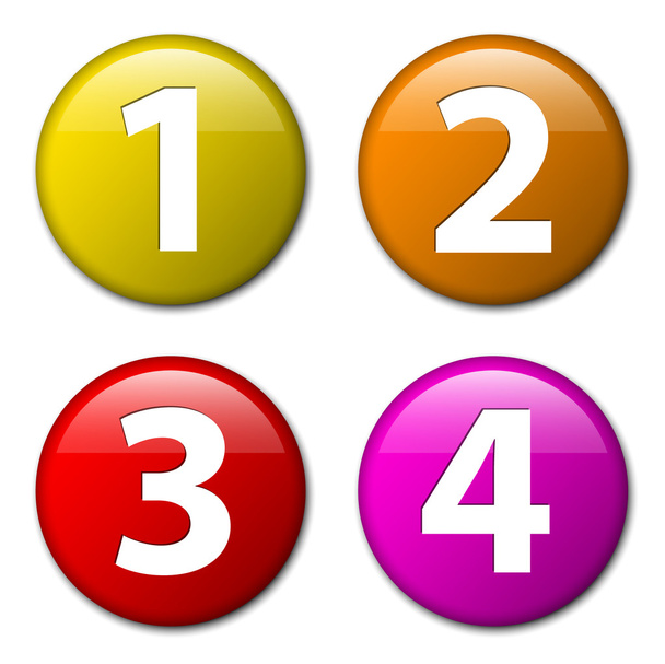 One two three four - vector badges with numbers - Vector, Image