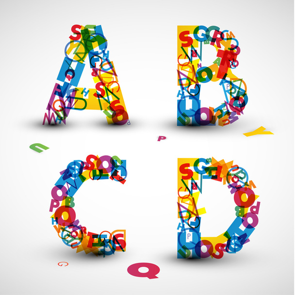 Vector font made from letters of the alphabet - Vector, Image