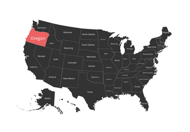 Mapa de Estados Unidos. Imagen con ruta de recorte y nombre de los estados. Marca estatal. Ilustración vectorial
. - Vector, Imagen