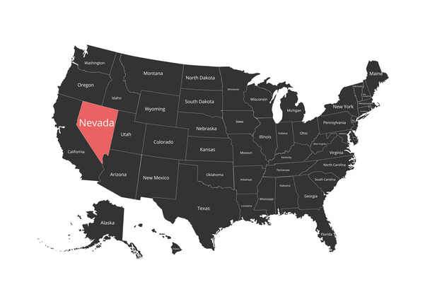 Map of the USA. Image with clipping path and name of states. State mark. Vector illustration. - Vector, Image