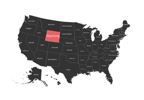 Térképen az Egyesült Államokban. Kép Vágógörbe és Államok nevét. Állami mark. Vektoros illusztráció. - Vektor, kép