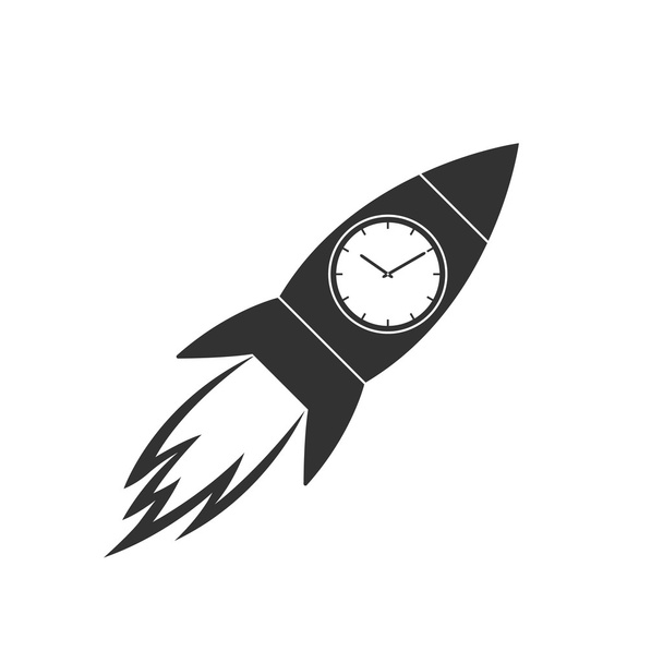 Rocket with a clock. - Vector, Image