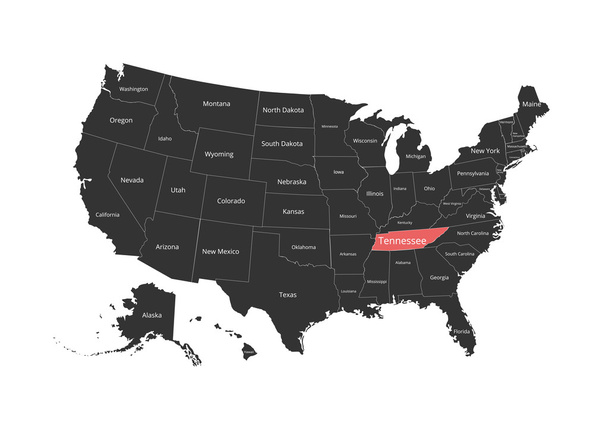 Карта США. Зображення із відсічним контуром та ім'я держав. Державна Марк. Векторні ілюстрації. - Вектор, зображення