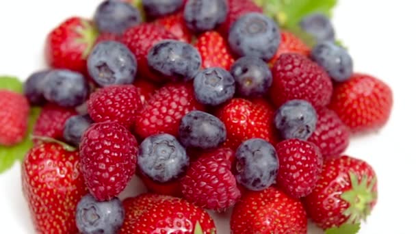 fresh berries mixed isolated on withe - Footage, Video
