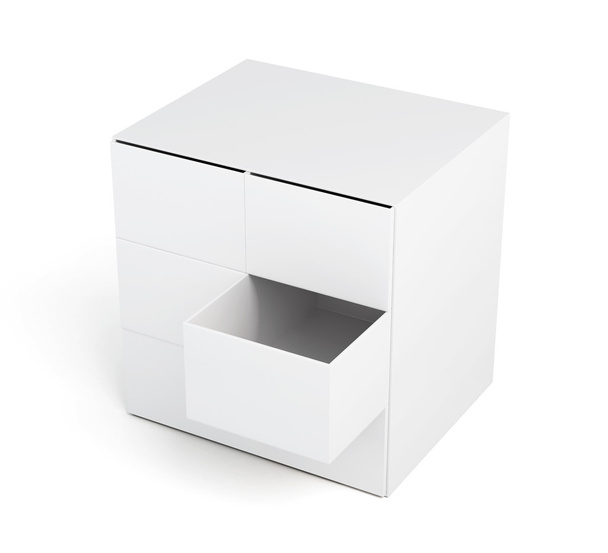 Commode avec tiroir ouvert isolé sur fond blanc
 - Photo, image