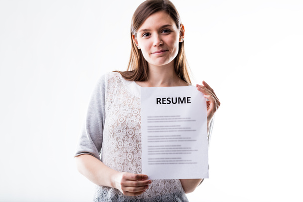 young woman showing her curriculum vitae - Photo, Image