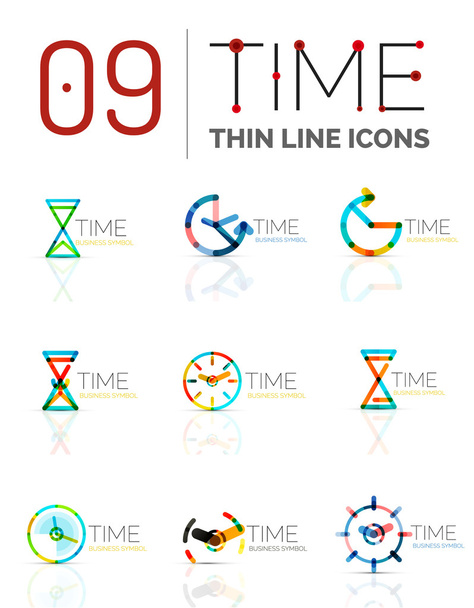 Relógio geométrico e conjunto de ícone de tempo
 - Vetor, Imagem