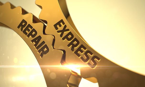 Express Repair Concept. Engranajes de engranajes metálicos dorados
. - Foto, imagen