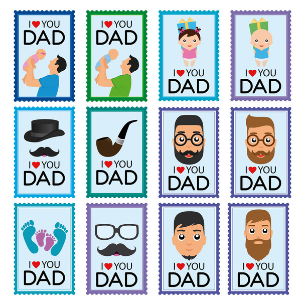 Set of father's day stickers - Διάνυσμα, εικόνα