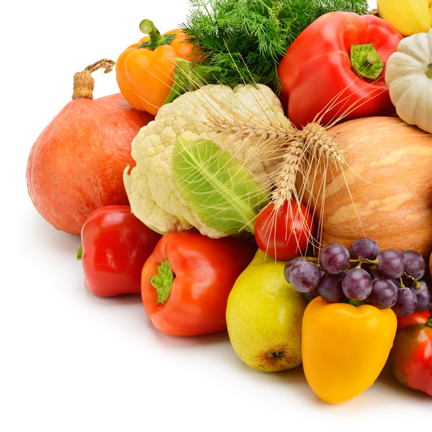 fruits and vegetables isolated on white background - Foto, Imagem