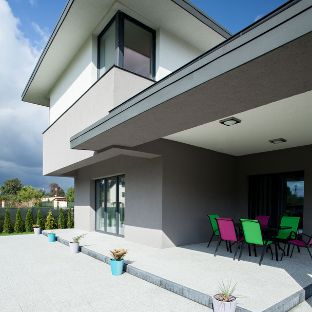 Terrace in modern house - Fotoğraf, Görsel