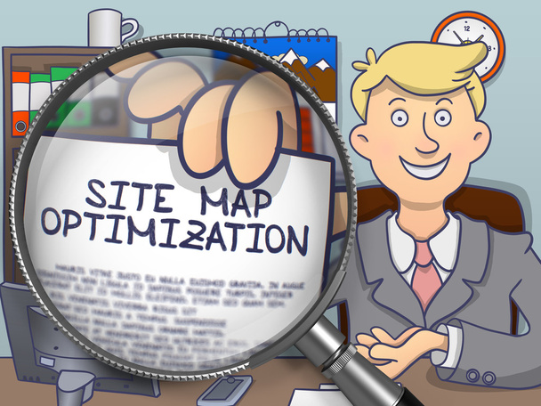 Mapa del sitio Optimización a través de lupa. Concepto de Doodle
. - Foto, imagen