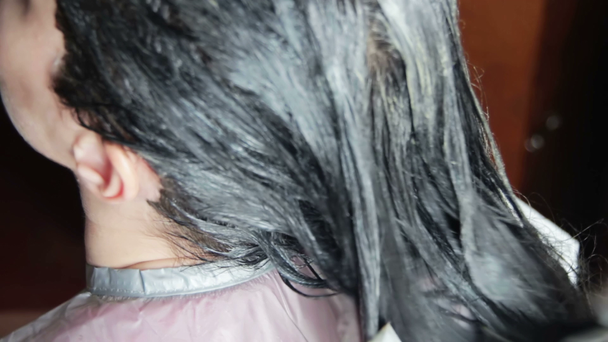 Hair Coloring Girl in a Hairdressing Salon - Footage, Video