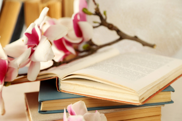 Old books with beautiful flowers - 写真・画像