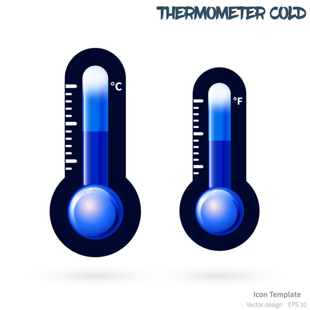 Vector thermometer icon template, cold - Вектор,изображение
