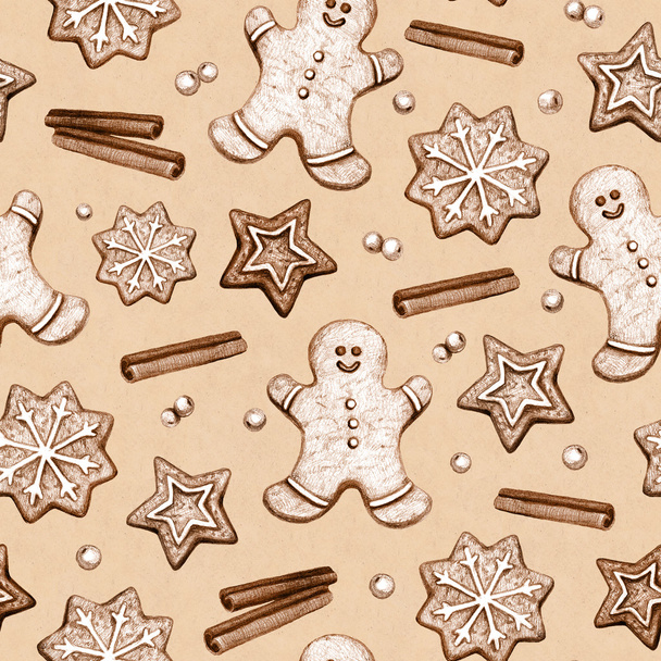 pattern Gingerbread cookies and Christmas spices - Fotografie, Obrázek