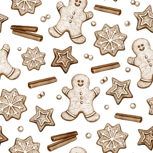 pattern Gingerbread cookies and Christmas spices - Fotografie, Obrázek