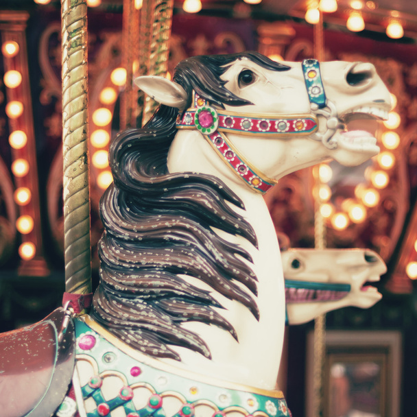 Vintage carousel horse - Fotoğraf, Görsel