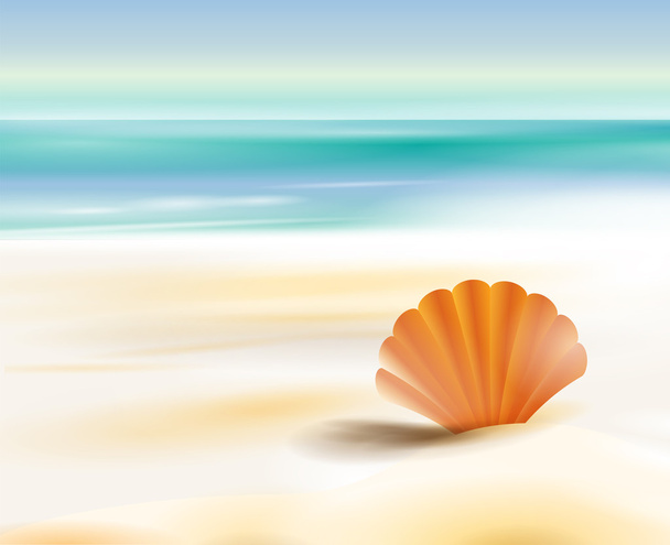 Песчаный пляж стоит океана
 - Вектор,изображение