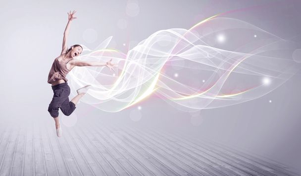 Urban breakdancer dancing with white lines - Φωτογραφία, εικόνα