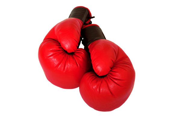 rote Boxhandschuhe isoliert auf weißem Hintergrund - Foto, Bild
