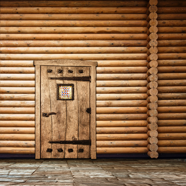 Pared de madera con puerta
 - Foto, Imagen