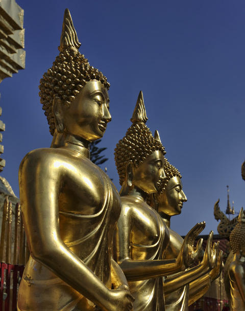 タイ、チェンマイ、prathat ドイステープ仏教寺院、黄金の仏像 - 写真・画像
