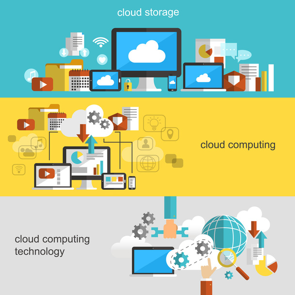 cloud technology flat design - Vector, imagen