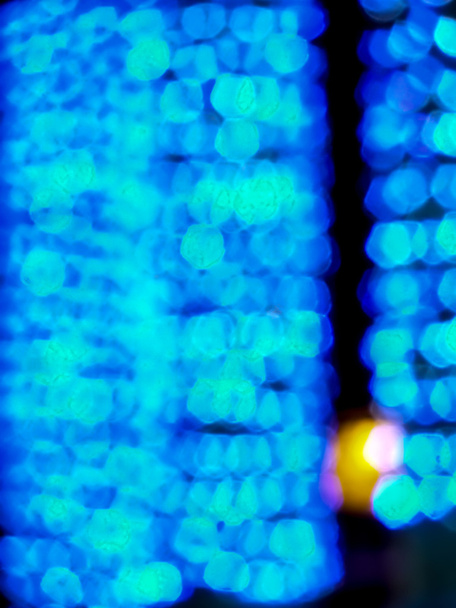 blue of blur light on pilla at pattaya party night market in nig - Фото, изображение