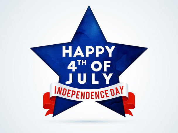 Blue Star with Ribbon for 4th of July. - Vector, imagen