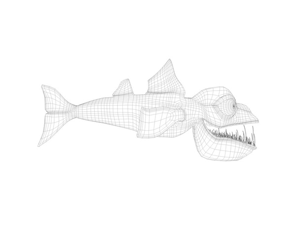 3D ψάρια τρομακτικό περίγραμμα επιφάνειας - Φωτογραφία, εικόνα