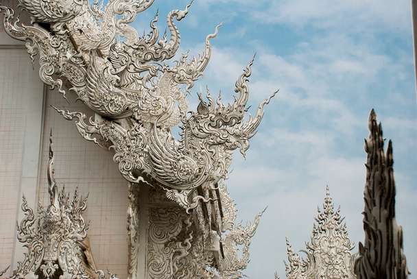 The fragment with the decor. Wat Rong Khun, White Temple. Chiang Rai, Thailand. - Foto, afbeelding